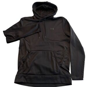 Under Armour Hoodie Men Medium Black Performance Fleece Loose Fit Pullover